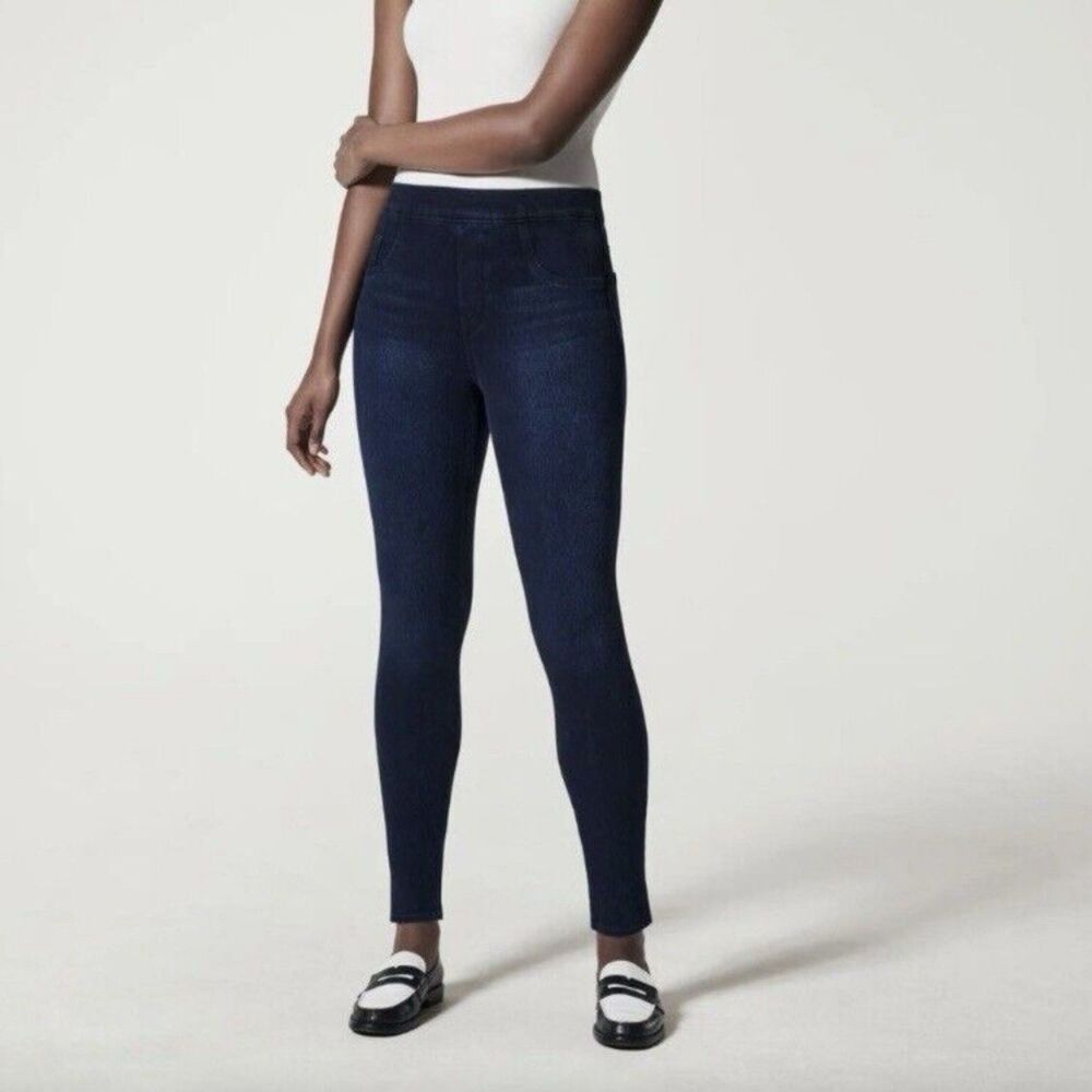 Spanx Jean-ish Ankle Leggings High Rise Tummy Control Blue Women’s Size M